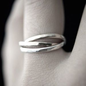 Hammered Sterling Silver Intertwined Rolling Ring